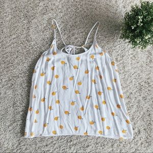 White + Oranges Spaghetti Strap Blouse